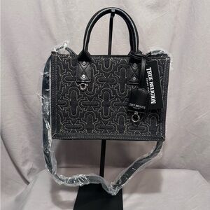 True Religion Quilted Horseshoe Tote/Crossbody in Dark Denim